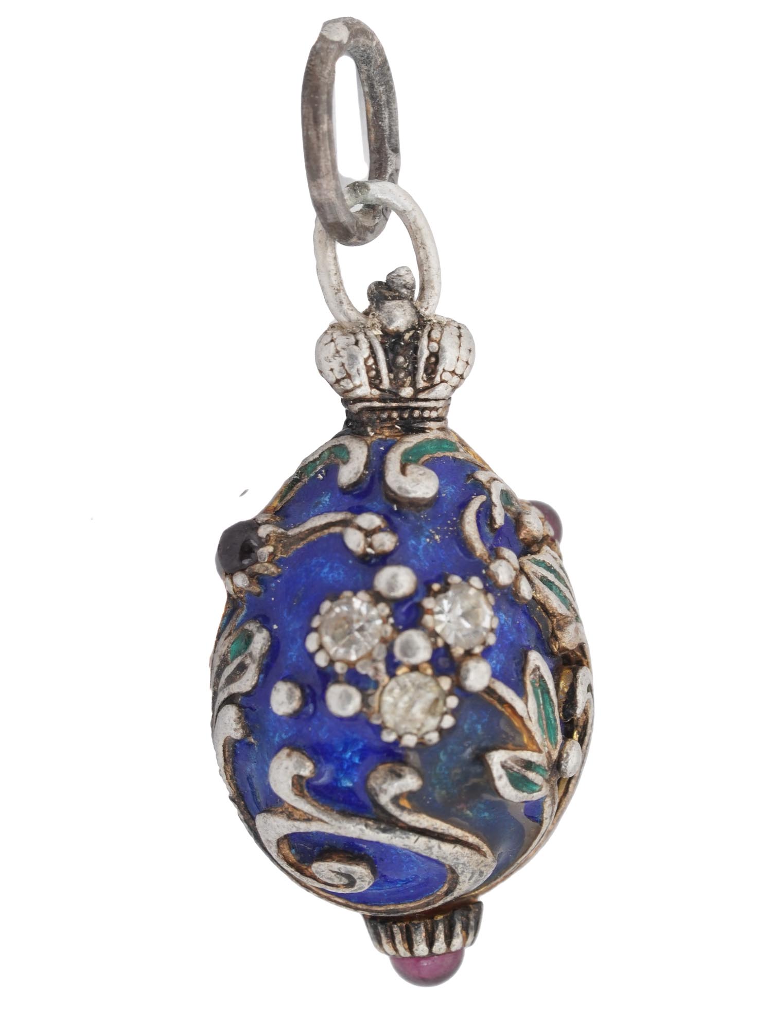 RUSSIAN 88 SILVER AND ENAMEL EASTER EGG PENDANT PIC-0